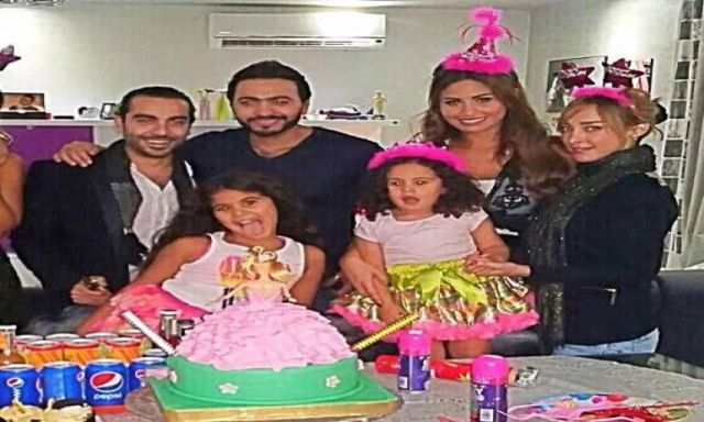 تامر حسني يحتفل بعيد ميلاد ابنة مي سليم