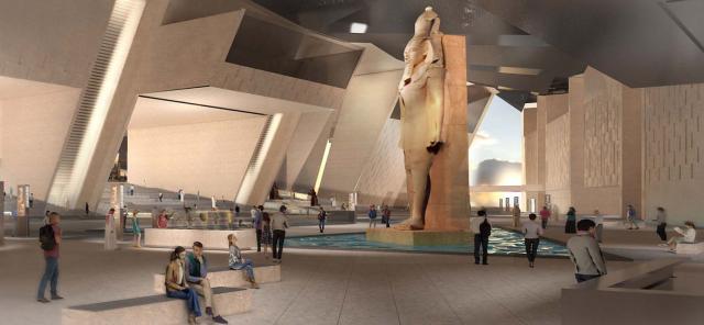 المتحف المصرى الكبير يجري تجربة لنقل أحد أجزاء مسلة الملك رمسيس الثاني