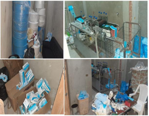 بالصور .. ضبط مصنع غير مرخص لتصنيع الكمامات الطبية المضروبة بالإسكندرية