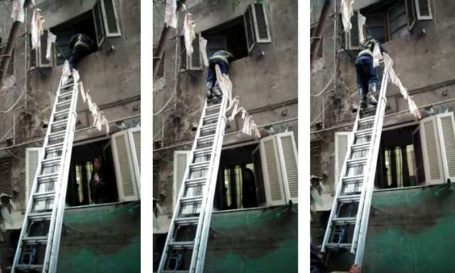 بالصور .. الحماية المدنية تنقذ سيدة انهار بيتها بالإسكندرية