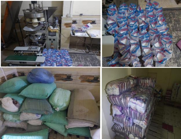 ضبط قرابة 3 طن من السلع الغذائية غير صالحة للإستهلاك الأدمى داخل مصنع  بالإسكندرية