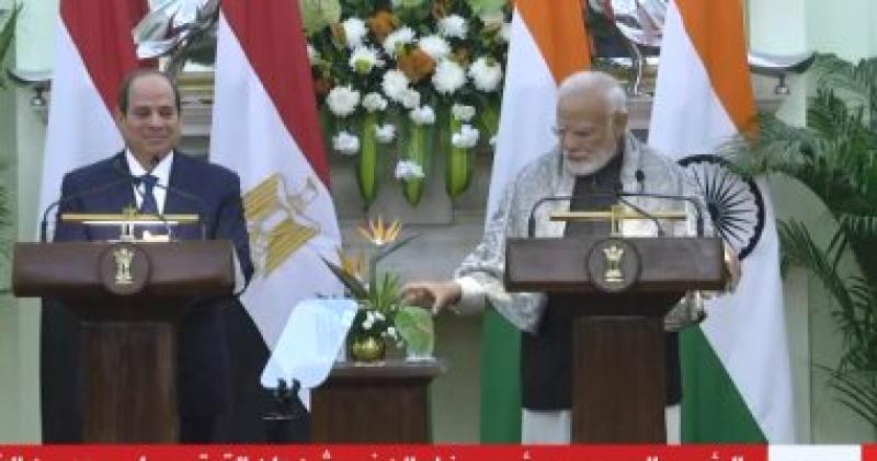 السيسي ورئيس وزراء الهند يشهدان التوقيع على مذكرات تفاهم بين البلدين