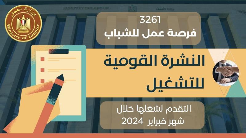 وزارة العمل تعلن 3261 فرصة عمل في 38 شركة خاصة  بـ13 محافظة