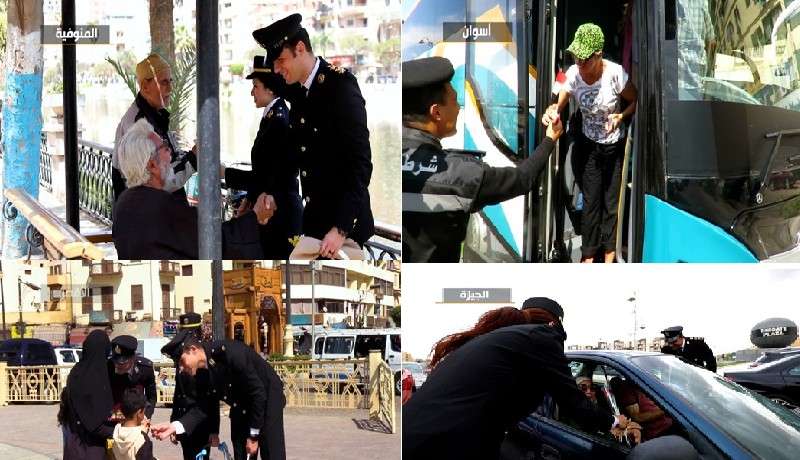 رجال الشرطة يشاركون المواطنين الإحتفال بالعيد وتوزيع الهدايا عليهم