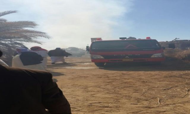 بالصور والتفاصيل : الحماية المدنية بمطروح تسيطر على حريق هائل بأحدى المزارع