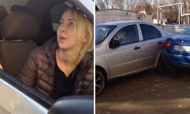 روسية سكرانه أرادت أن تركن السيارة فدمرت سيارات الجراج