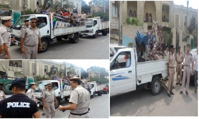 بالصور.. أمن الغربية يوجه حملة أمنية  بمدينة طنطا لإزالة الإشغالات بالشوارع والميادين