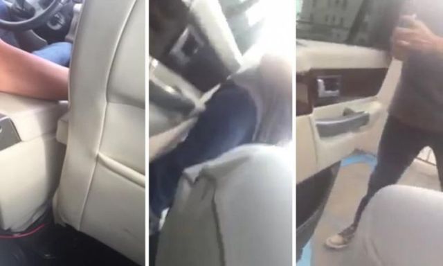 سائق تاكسي يجر راكبة من قدميها ويلقيها خارج السيارة
