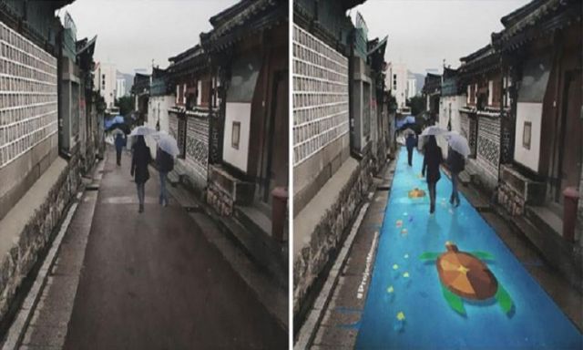 شوارع كوريا الجنوبية تتحول للوحة جميلة بعد هطول الأمطار