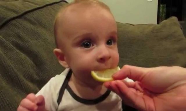 بالفيديو.. طفل يصاب بحالة من الصدمة بعد تناوله الليمون