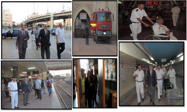 شاهد بالصور ..جولة مدير شرطة النقل والمواصلات على محطات المترو والسكك الحديدية