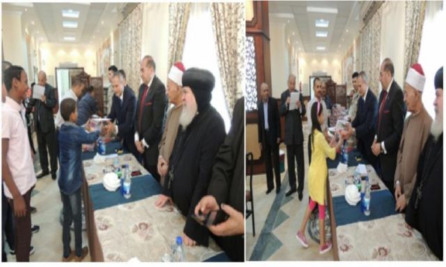 بالصور .. محافظ ومدير أمن سوهاج  يشاركون الأطفال الأيتام الإحتفال بعيد الفطر المبارك