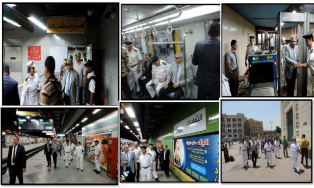 شاهد بالصور .. جولة مدير شرطة النقل والمواصلات بمحطات المترو وسكك حديد القاهرة
