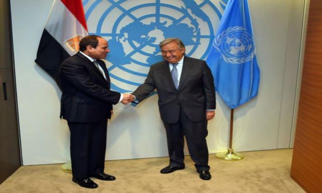السيسي يبحث مع سكرتير عام الأمم المتحدة جهود إحياء المفاوضات بين فلسطين واسرائيل