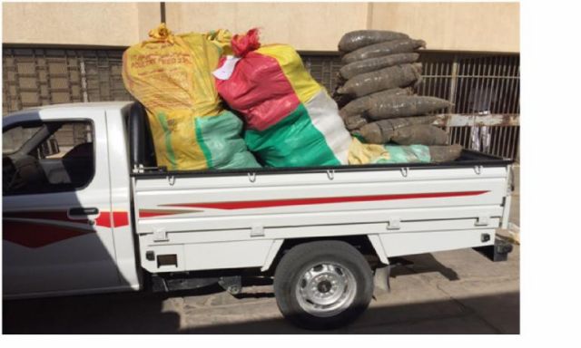 بالصورة ..  الأجهزة الأمنية بجنوب سيناء تضبط سيارة نقل محملة  ” بـطن ”  بانجو