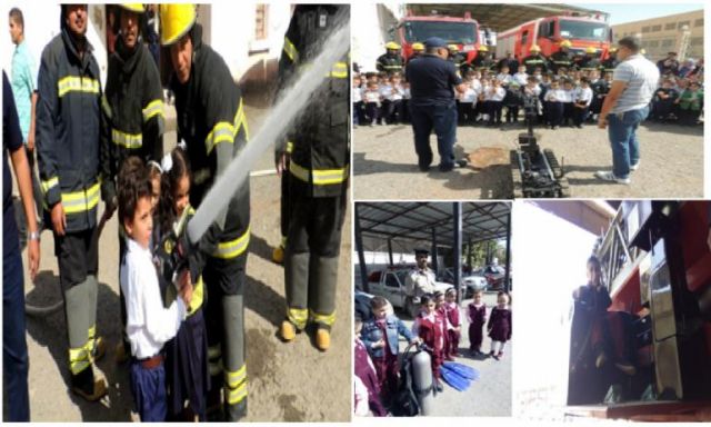 إدارتى الحماية المدنية بالمنيا والفيوم يستقبلون أعداداً من تلاميذ المدارس للتعرف على أخطار الحرائق