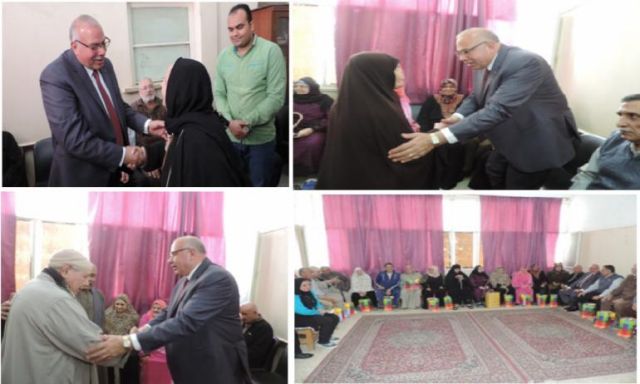 مدير أمن القليوبية يقوم بزيارة دار المسنين بمدينة بنها بمناسبة الإحتفال بعيد الأم ويوم المرأة المصرية