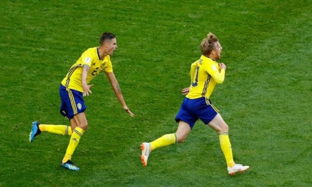 فورسبيرج يسجل الهدف الأول لمنتخب السويد فى مرمى سويسرا